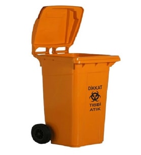 Safell Plastik Tıbbi Atık Çöp Konteyneri 240 Litre - A+ Kalite Konteyner - Turuncu