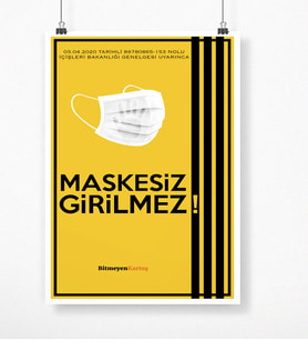 BK Gift Kişiye Özel Logolu Maskesiz Girilmez Afiş Poster (50 x 70 cm.) 3