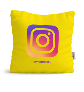 BK Gift Kişiye Özel Instagram Sarı Yastık