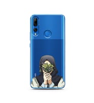 Kapalı Çiçekli Kız Tasarımlı Süper Şeffaf Silikon Telefon Kılıfı Huawei Y9 Prime
