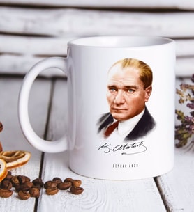 BK Gift Kişiye Özel Atatürk Temalı Beyaz Kupa Bardak-12