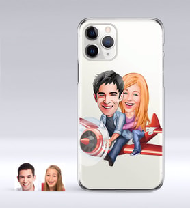 BK Gift Kişiye Özel Sevgililer Karikatürlü iPhone 11 Pro İnce Şeffaf Silikon Telefon Kapağı-11 (Beyaz)