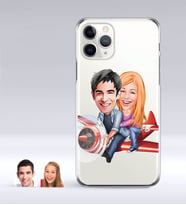 BK Gift Kişiye Özel Sevgililer Karikatürlü iPhone 11 Pro İnce Şeffaf Silikon Telefon Kapağı-11 (Beyaz)
