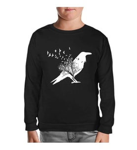 Crows in Tales Siyah Çocuk Sweatshirt