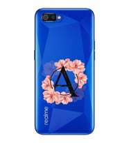 Pembe Çiçekli Harf Tasarım Süper Şeffaf Silikon Telefon Kılıfı Oppo Realmi C2 A-