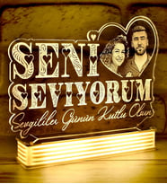 Kişiye Özel Seni Seviyorum Resimli Lamba (Beyaz)