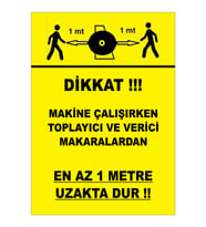 MIGNATIS - Dikkat En Az1M Uzak Dur Levhası - Sac Malzeme 35x50cm
