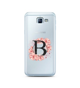 Pembe Çiçekli Harf Tasarım Süper Şeffaf Silikon Telefon Kılıfı Samsung A8 (2016)