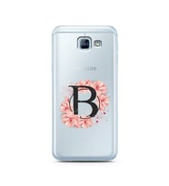 Pembe Çiçekli Harf Tasarım Süper Şeffaf Silikon Telefon Kılıfı Samsung A8 (2016)