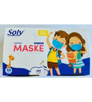 SOLY KİDS MAVİ 3 KATLI TELLİ FULL ULTRASONİK ÇOCUK MASKE 50 ADET