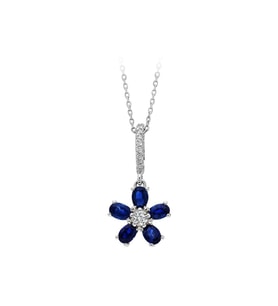 Sirius Oval Safir ve Pırlanta Taşlı Menekşe Kolye 0703P0006