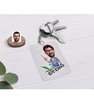 BK Gift Kişiye Özel Erkek Diş Hekimi Karikatürlü Şeffaf Pleksi Anahtarlık-4 (Beyaz)