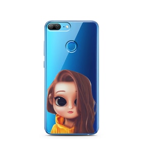 Kahve Saçlı Kız Tasarımlı Süper Şeffaf Silikon Telefon Kılıfı Huawei Honor 9 Lit