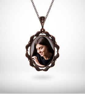 BK Gift Kişiye Özel Fotoğraflı Otantik Eskitme Bakır Kolye Model 5