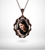 BK Gift Kişiye Özel Fotoğraflı Otantik Eskitme Bakır Kolye Model 5