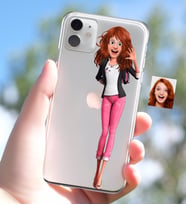 BK Gift Kişiye Özel Kadın Animasyon Karikatürlü iPhone 11 İnce Şeffaf Silikon Telefon Kapağı-4 (Beyaz)