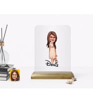BK Gift Kişiye Özel Kız Çocuk Karikatürlü Ahşap Standlı Çerçeve-7 (Beyaz)
