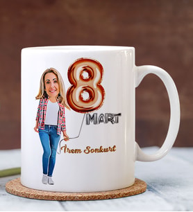 BK Gift Kişiye Özel 8 Mart Kadınlar Günü Karikatürlü Kupa Bardak 8