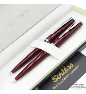 Scrikss 33 Bordo Tükenmez Kalem + Versatil Kalem Set Scrikss Kalem  İsme Özel Kalem  Hediyelik Kalem
