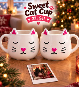 Yılbaşı Hediyesi Kişiye Özel 2 Li Kedi Kupa Seti Sweet Cat Sevimli Kupa İkili Set