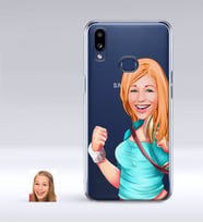 BK Gift Kişiye Özel Kadın Karikatürlü Samsung Galaxy A10s İnce Şeffaf Silikon Telefon Kapağı-52 (Beyaz)