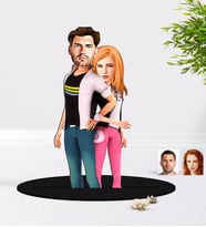 BK Gift Kişiye Özel Sevgililer Karikatürlü 3D Ahşap Biblo-39 (Beyaz)