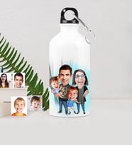 BK Gift Kişiye Özel Aile Karikatürlü Metal Suluk 500 Ml 3