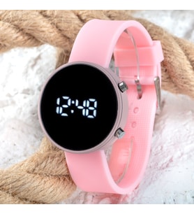 Led Watch Pembe Silikon Kordon Yetişkin Kız Kadın Saat ST-303770