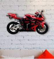 BK Gift Kişiye Özel Motosiklet Tasarımlı Ahşap Duvar Saati-2 (Beyaz)