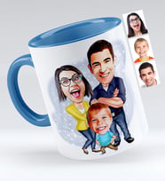 BK Gift Kişiye Özel Annem Babam Ve Ben Karikatür Kupa Bardak  1