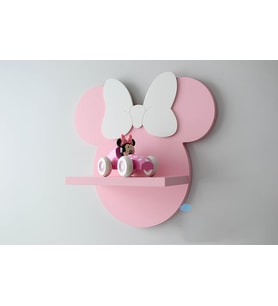 Dfn Wood Minnie Mouse Şekilli Raf Kitaplık Duvar Rafı Çocuk Odası Raf