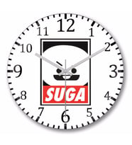 Bt21 Suga Bts  Duvar Saati Bombeli Gercek Cam