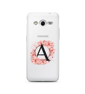 Pembe Çiçekli Harf Tasarım Süper Şeffaf Silikon Telefon Kılıfı Samsung Core 2 A-