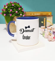 Damat Tasarımlı Kişiye Özel Damat Kupa Bardak Lacivert