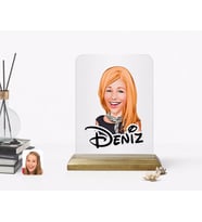 BK Gift Kişiye Özel Kadın Karikatürlü Ahşap Standlı Çerçeve-75 (Beyaz)