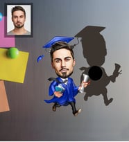 Kişiye Özel Mezuniyet Karikatürlü Ahşap Magnet Bay-4