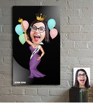 BK Gift Kişiye Özel Güzellik Kraliçesi Karikatür Ahşap Tablo - 1