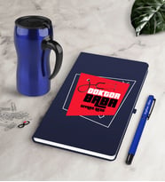 BK Gift Kişiye Özel Doktor Baba Lacivert Defter Kalem Termos Mug Seti-1 (Model 1)