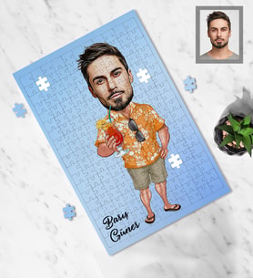 Kişiye Özel Erkek Karikatürlü A3 130 Parça Puzzle Model-10
