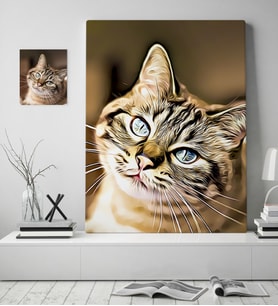 BK Gift Kişiye Özel Evcil Dost Dijital Art Kedi Pet Kanvas Tablo (50 x 70 cm.) 1