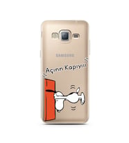 Snoopy Tasarımlı Süper Şeffaf Silikon Telefon Kılıfı Samsung J3 (2016)