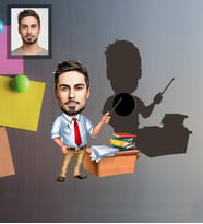 Kişiye Özel Öğretmen Karikatürlü Ahşap Magnet Bay-4