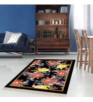 Çiçek Desenli Dijital Baskı Yıkanabilir Kaymaz Taban Modern Salon Halısı ve Yolluk (Karışık)