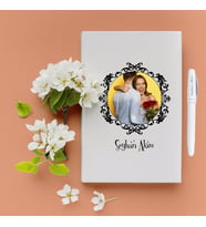 BK Gift Kişiye Özel Hediye Fotoğraflı Çerçeveli Beyaz Defter Kalem Seti - 11