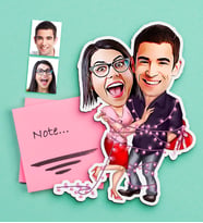 BK Gift Kişiye Özel Sevgililer Karikatürlü Ahşap Magnet-2 (Çok Renkli)