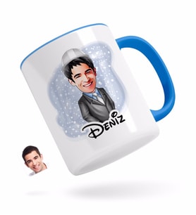 BK Gift Kişiye Özel Erkek Mühendis Karikatürlü Mavi Kupa Bardak