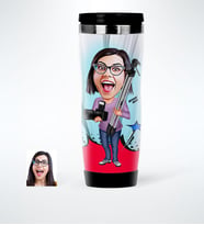 BK Gift Kişiye Özel Bayan Fotoğraf Sanatçısı Karikatürlü Çelik Termos Bardak  1