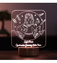 Öğretmenler Gününe Özel Figürlü Dekoratif Hediye Led Masa Lambası 7 Işık Rengi Ahşap Taban
