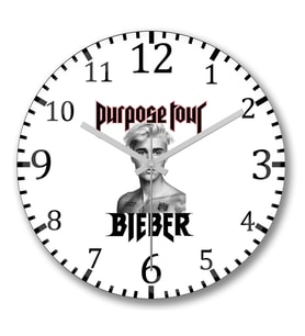 Justin Bieber Purpose Tour Duvar Saati Bombeli Gercek Cam