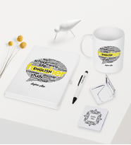 BK Gift Kişiye Özel İngilizce Öğretmeni Temalı Beyaz Defter Kalem Kupa Ayna Seti - 4